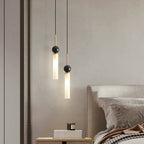 Contemporary Scandinavian Cylinder Spherical Disc Copper Marble Acrylic 1/2 Light Pendant Light for Bedroom BulbSquare