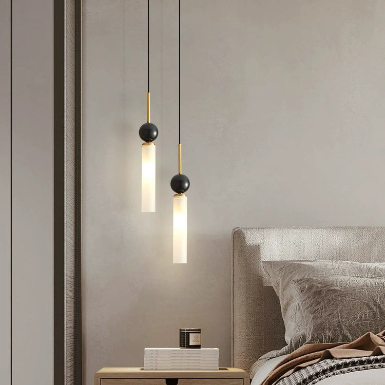 Contemporary Scandinavian Cylinder Spherical Disc Copper Marble Acrylic 1/2 Light Pendant Light for Bedroom