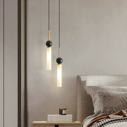Contemporary Scandinavian Cylinder Spherical Disc Copper Marble Acrylic 1/2 Light Pendant Light for Bedroom