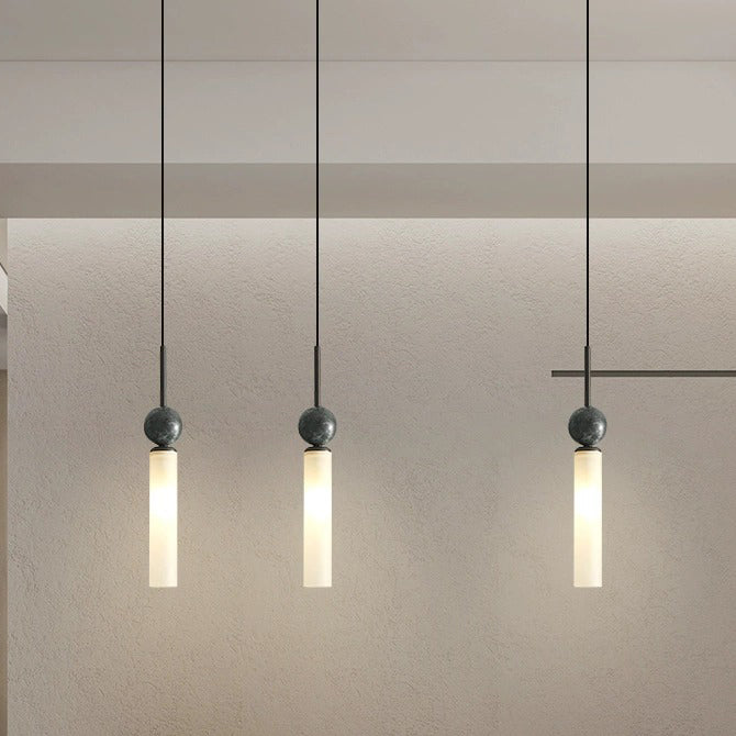 Contemporary Scandinavian Cylinder Spherical Disc Copper Marble Acrylic 1/2 Light Pendant Light for Bedroom