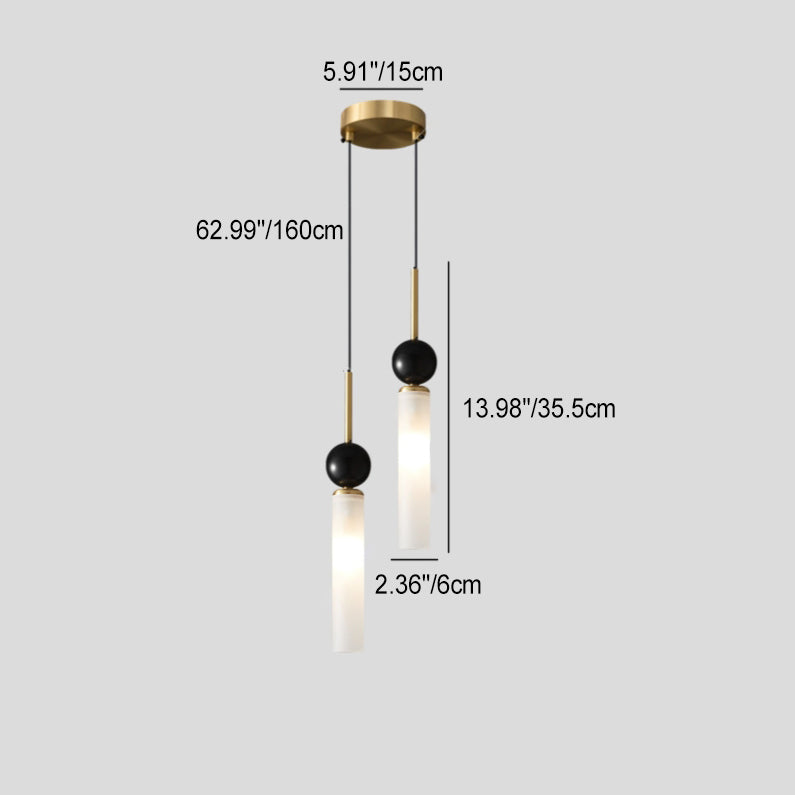 Contemporary Scandinavian Cylinder Spherical Disc Copper Marble Acrylic 1/2 Light Pendant Light for Bedroom
