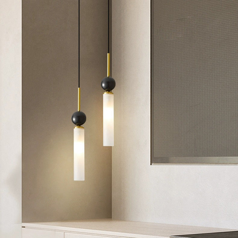 Contemporary Scandinavian Cylinder Spherical Disc Copper Marble Acrylic 1/2 Light Pendant Light for Bedroom