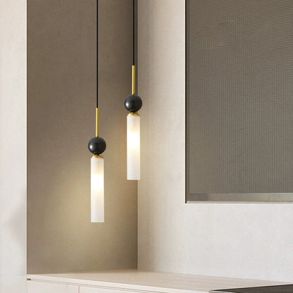 Contemporary Scandinavian Cylinder Spherical Disc Copper Marble Acrylic 1/2 Light Pendant Light for Bedroom