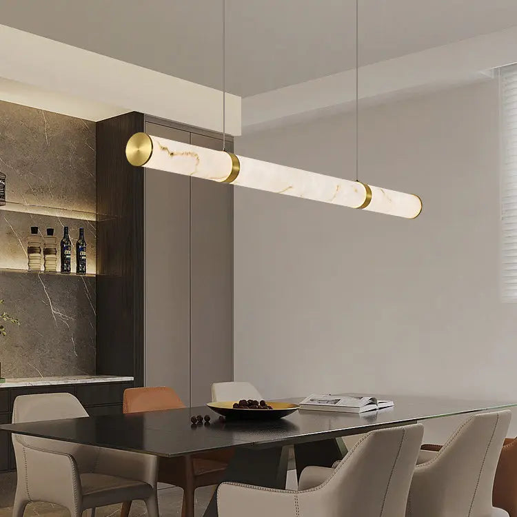 Modern Luxury Cylinder Long Textured Iron Faux Dolomite LED Pendant Light Island Light for Dining Room modern luxury lighting