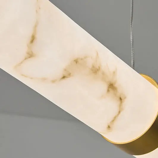 Modern Luxury Cylinder Long Textured Iron Faux Dolomite LED Pendant Light Island Light for Dining Room Lumendat