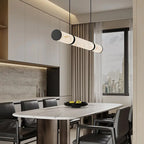 Modern Luxury Cylinder Long Textured Iron Faux Dolomite LED Pendant Light Island Light for Dining Room Lumendat