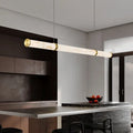 Modern Luxury Cylinder Long Textured Iron Faux Dolomite LED Pendant Light Island Light for Dining Room Lumendat