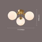 Contemporary Scandinavian Orb Branch Copper Glass 3/4 Light Semi-flush Mount Ceiling Light for Living Room