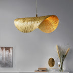 Modern Minimalist Straw Hat Curved Line Full Copper 1-Light Pendant Light For Living Room