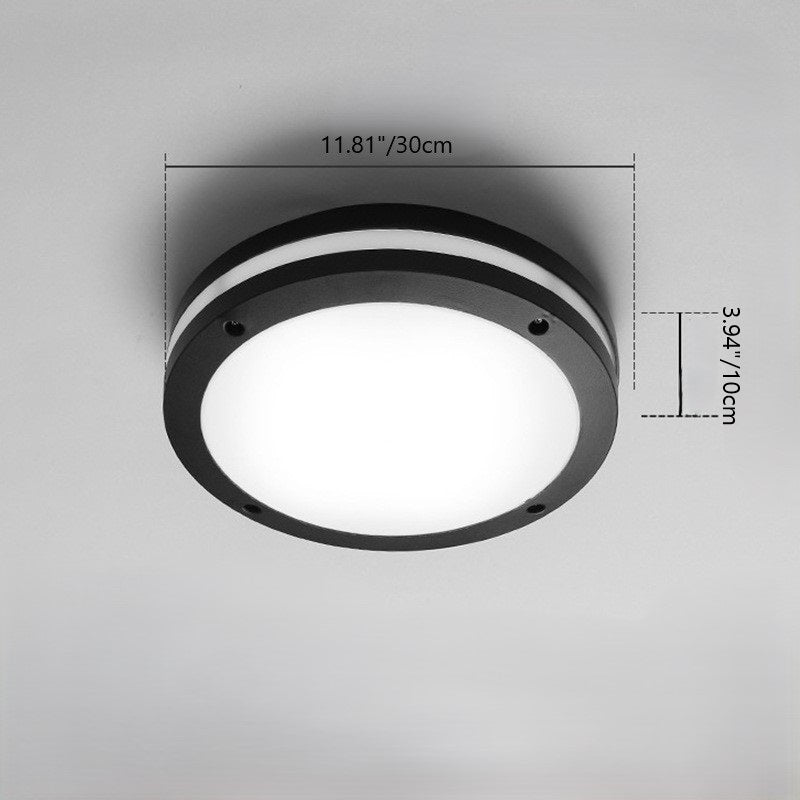 Modern Minimalist Waterproof Round Ring Stripe Aluminum Pc LED Flush Mount Ceiling Light for Outdoor Patio