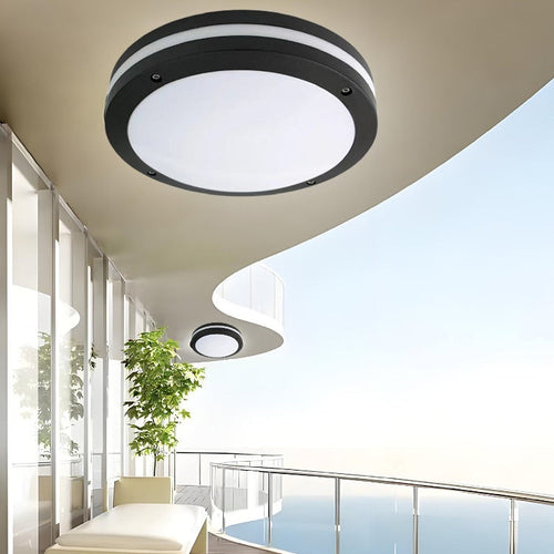 Modern Minimalist Waterproof Round Ring Stripe Aluminum Pc LED Flush Mount Ceiling Light for Outdoor Patio