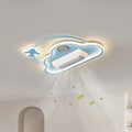 Lumendat Contemporary Creative Cartoon Kids Airplane Clouds Aluminum Iron Acrylic LED Flush Mount Ceiling Fan Light For Bedroom Lumendat