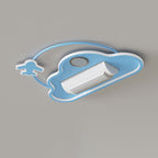 Lumendat Contemporary Creative Cartoon Kids Airplane Clouds Aluminum Iron Acrylic LED Flush Mount Ceiling Fan Light For Bedroom Lumendat