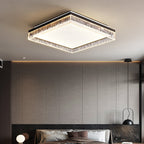 Modern Luxury Round Square Textured Aluminum Acrylic LED Flush Mount Ceiling Light For Bedroom