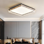 Modern Luxury Round Square Textured Aluminum Acrylic LED Flush Mount Ceiling Light For Bedroom