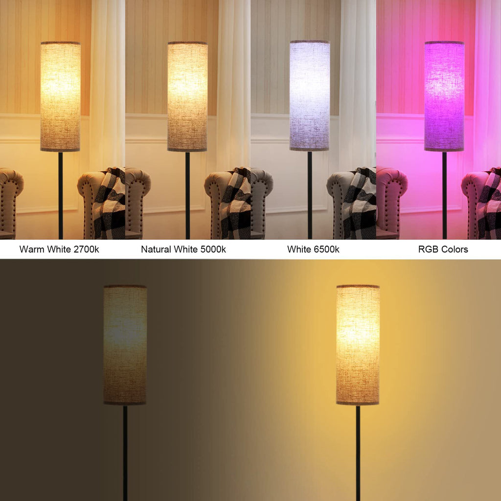 Modern Minimalist Cylinder Long Rod Iron Fabric 1-Light Standing Floor Lamp For Bedroom Lumendat
