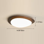 Traditional French Pebble Oval Solid Wood Acrylic LED Flush Mount Ceiling Light For Living Room