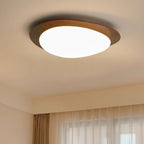 Traditional French Pebble Oval Solid Wood Acrylic LED Flush Mount Ceiling Light For Living Room