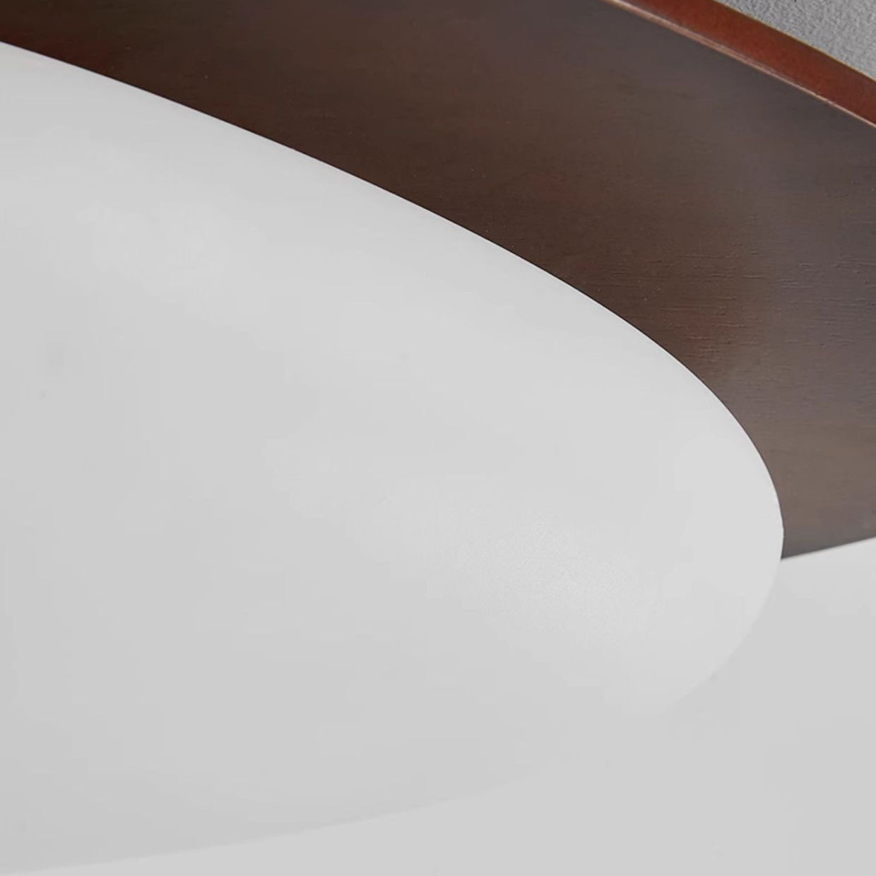 Traditional French Pebble Oval Solid Wood Acrylic LED Flush Mount Ceiling Light For Living Room