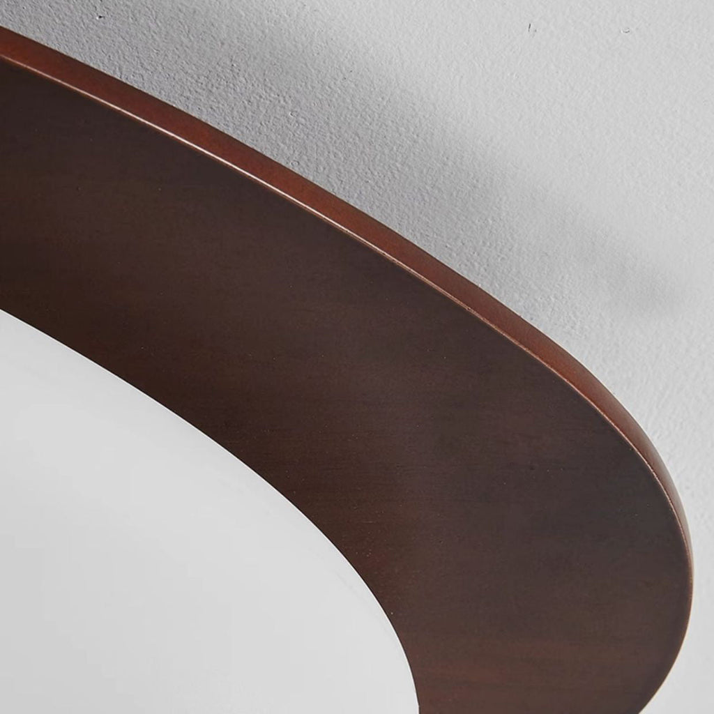 Traditional French Pebble Oval Solid Wood Acrylic LED Flush Mount Ceiling Light For Living Room