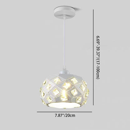 Contemporary Scandinavian Rhombus Pineapple Crushed Diamonds Disc Base Hardware Crystal 1-Light Pendant Light For Living Room
