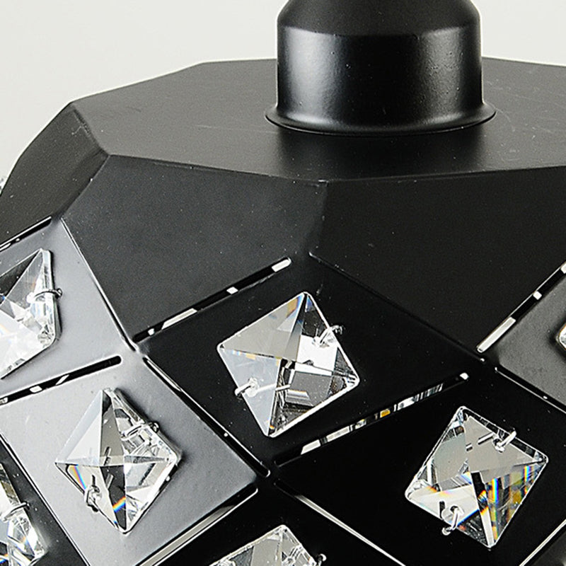 Contemporary Scandinavian Rhombus Pineapple Crushed Diamonds Disc Base Hardware Crystal 1-Light Pendant Light For Living Room