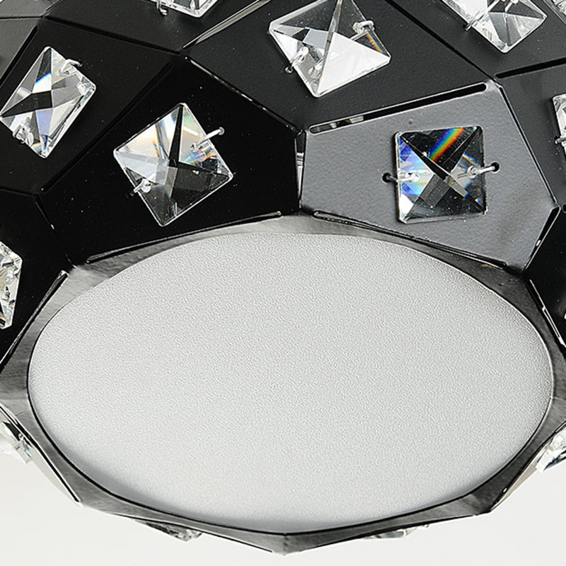Contemporary Scandinavian Rhombus Pineapple Crushed Diamonds Disc Base Hardware Crystal 1-Light Pendant Light For Living Room