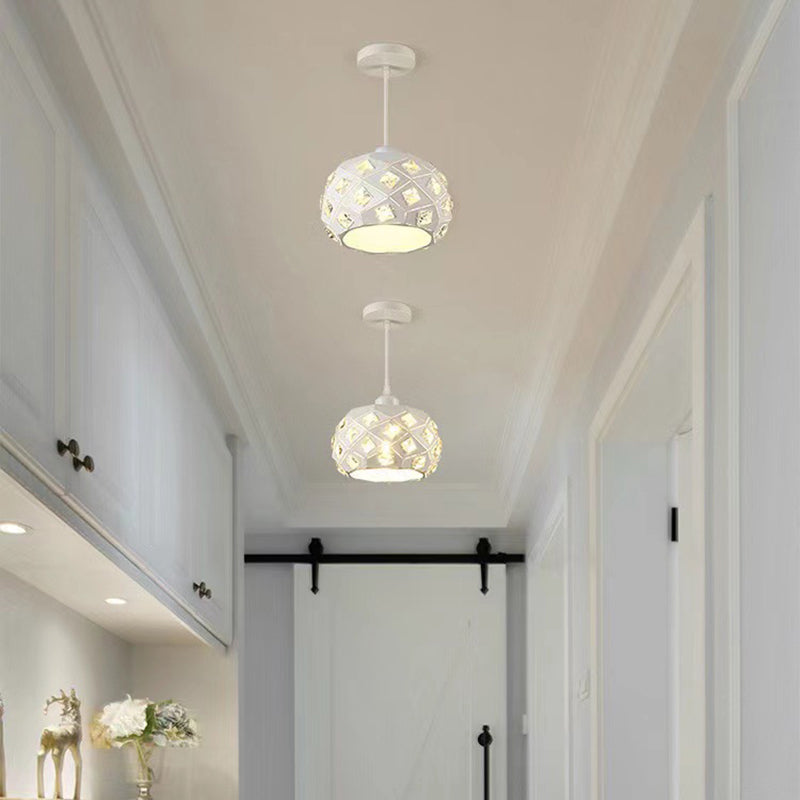 Contemporary Scandinavian Rhombus Pineapple Crushed Diamonds Disc Base Hardware Crystal 1-Light Pendant Light For Living Room