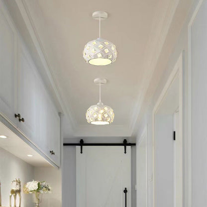 Contemporary Scandinavian Rhombus Pineapple Crushed Diamonds Disc Base Hardware Crystal 1-Light Pendant Light For Living Room