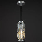 Contemporary Industrial Style Cylinder Long Tube Rectangle Disc Base Iron Crystal 1-light Pendant Light for Living Room BulbSquare
