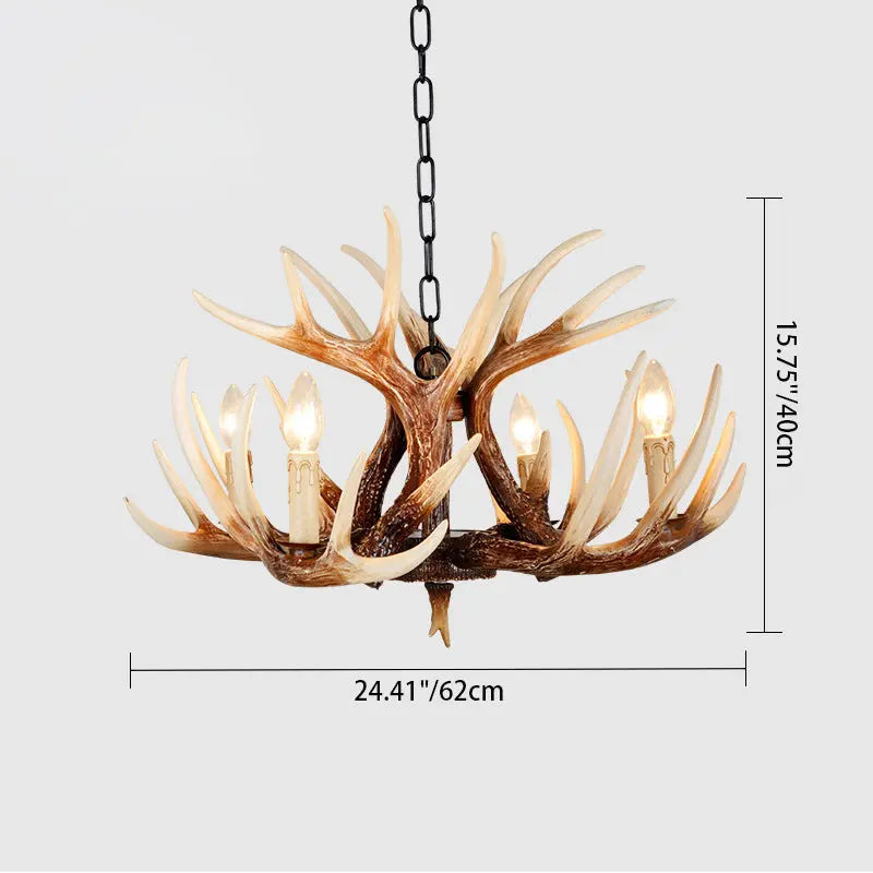 Traditional Vintage Antler Branch Sconce Resin Pvc 4/6 Light Chandelier for Living Room Lumendat