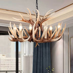 Traditional Vintage Antler Branch Sconce Resin Pvc 4/6 Light Chandelier for Living Room Lumendat