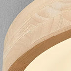 Contemporary Scandinavian Circle Wood Grain Wood Acrylic LED Flush Mount Ceiling Light for Living Room