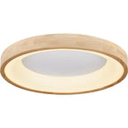 Contemporary Scandinavian Circle Wood Grain Wood Acrylic LED Flush Mount Ceiling Light for Living Room