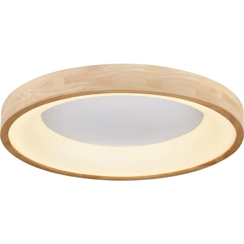Contemporary Scandinavian Circle Wood Grain Wood Acrylic LED Flush Mount Ceiling Light for Living Room