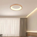 Contemporary Scandinavian Circle Wood Grain Wood Acrylic LED Flush Mount Ceiling Light for Living Room