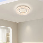Modern Minimalist Round Flower Petal Hardware Acrylic LED Flush Mount Ceiling Light For Living Room