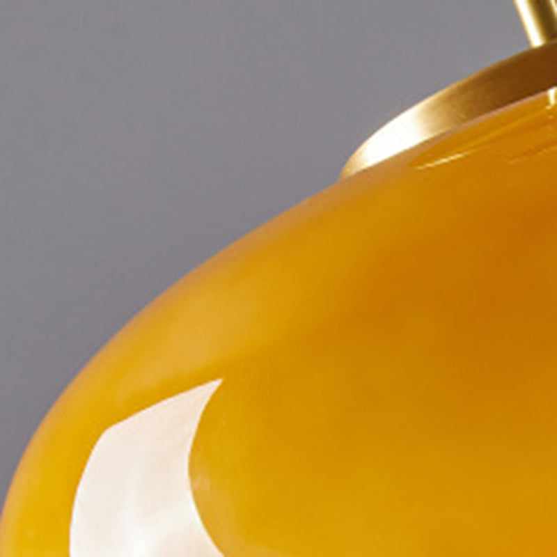 Contemporary Scandinavian Persimmon Oval Disc Base Iron Glass 1-light Pendant Light for Living Room BulbSquare