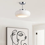 Contemporary Scandinavian Persimmon Oval Disc Base Iron Glass 1-light Pendant Light for Living Room BulbSquare