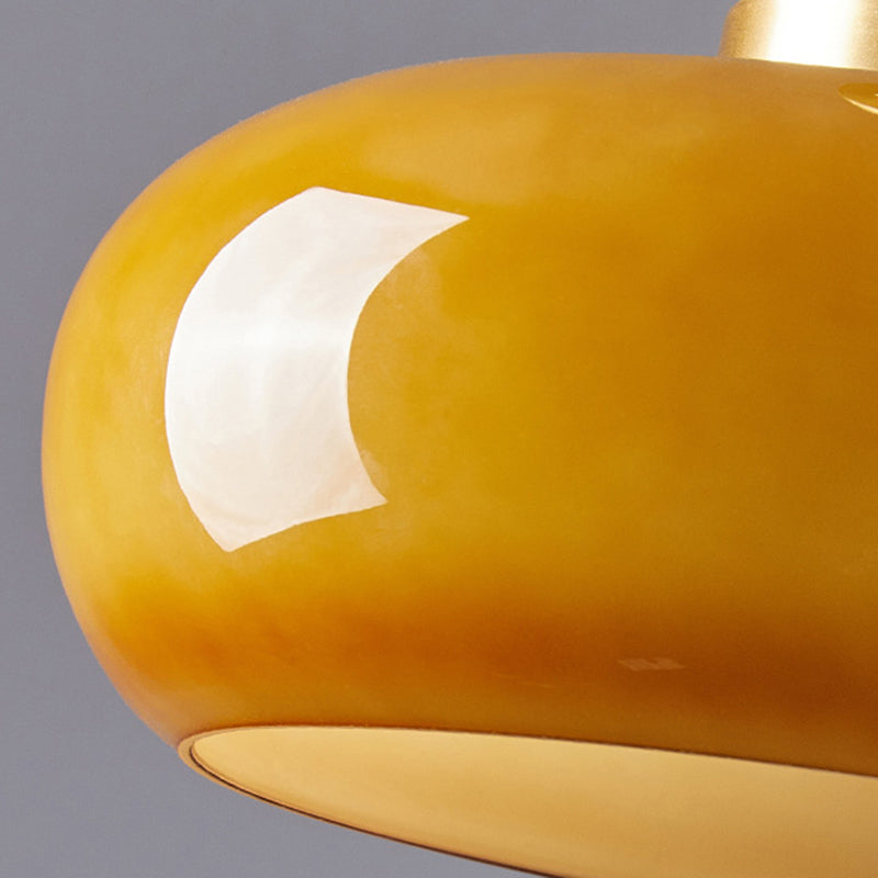 Contemporary Scandinavian Persimmon Oval Disc Base Iron Glass 1-light Pendant Light for Living Room BulbSquare