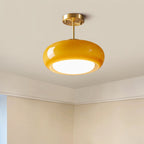 Contemporary Scandinavian Persimmon Oval Disc Base Iron Glass 1-light Pendant Light for Living Room BulbSquare