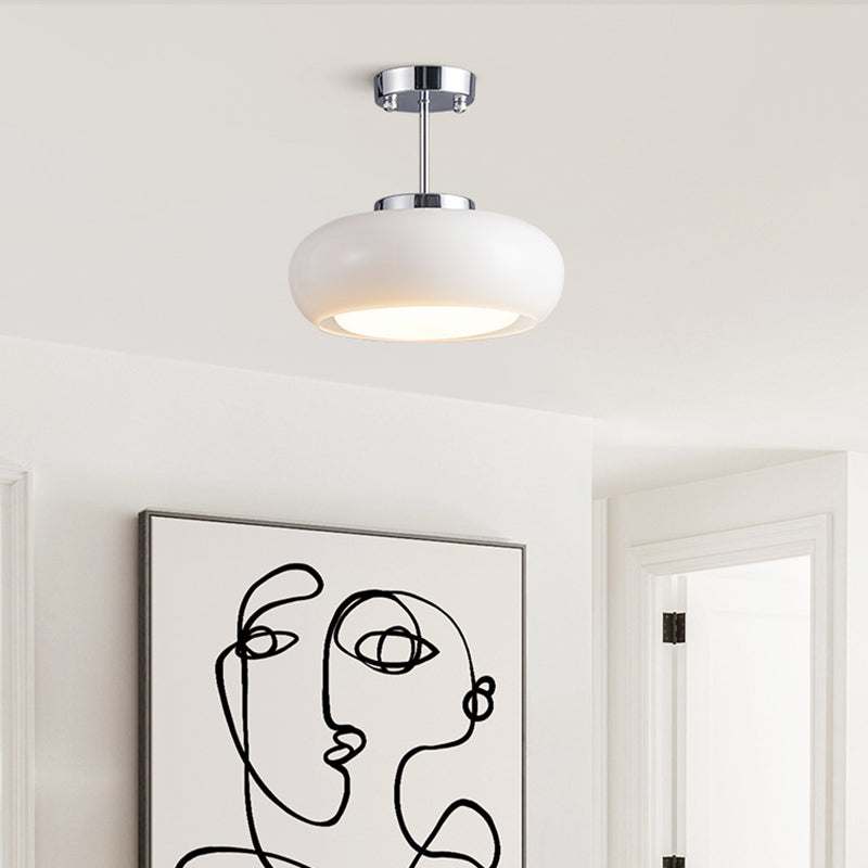 Contemporary Scandinavian Persimmon Oval Disc Base Iron Glass 1-light Pendant Light for Living Room BulbSquare