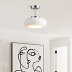 Contemporary Scandinavian Persimmon Oval Disc Base Iron Glass 1-light Pendant Light for Living Room BulbSquare