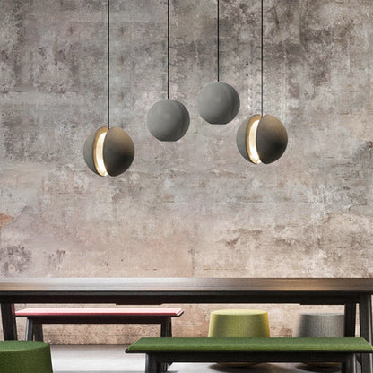 Contemporary Scandinavian Planets Moon Cement Aluminum Acrylic 1-Light Pendant Light For Bedroom