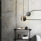 Contemporary Scandinavian Planets Moon Cement Aluminum Acrylic 1-Light Pendant Light For Bedroom