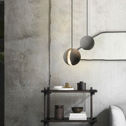 Contemporary Scandinavian Planets Moon Cement Aluminum Acrylic 1-Light Pendant Light For Bedroom
