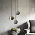 Contemporary Scandinavian Planets Moon Cement Aluminum Acrylic 1-Light Pendant Light For Bedroom