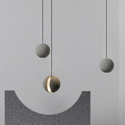 Contemporary Scandinavian Planets Moon Cement Aluminum Acrylic 1-Light Pendant Light For Bedroom