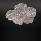 Modern Luxury Warm Flower Full Copper Resin Gold Foil LED Flush Mount Ceiling Light for Living Room