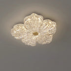 Modern Luxury Warm Flower Full Copper Resin Gold Foil LED Flush Mount Ceiling Light for Living Room